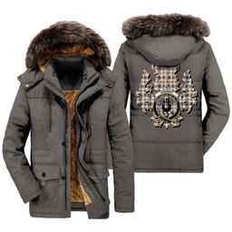 ScotsTee Shop Scottish Hannay Modern Clan Crest Scottish Thistle Tartan Faux Fur Hooded Parka Jacket