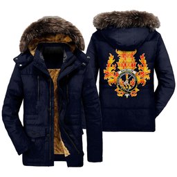 ScotsTee Shop Scottish MacMillan Clan Clan Crest Scottish Thistle Tartan Faux Fur Hooded Parka Jacket