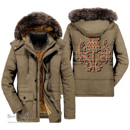 ScotsTee Shop Scottish Stewart Royal Ancient Clan Scottish Thistle Tartan Faux Fur Hooded Parka Jacket
