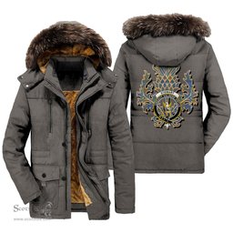 ScotsTee Shop Scottish Stewart of Appin Hunting Ancient Clan Crest Scottish Thistle Tartan Faux Fur Hooded Parka Jacket