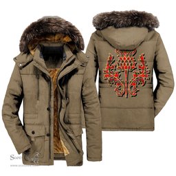 ScotsTee Shop Scottish Perthshire District Clan Scottish Thistle Tartan Faux Fur Hooded Parka Jacket