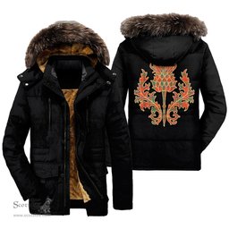 ScotsTee Shop Scottish Munro Ancient Clan Scottish Thistle Tartan Faux Fur Hooded Parka Jacket