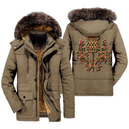 ScotsTee Shop Scottish Pollock Modern Clan Scottish Thistle Tartan Faux Fur Hooded Parka Jacket
