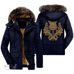 ScotsTee Shop Scottish Prince of Wales Clan Scottish Thistle Tartan Faux Fur Hooded Parka Jacket