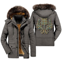 ScotsTee Shop Scottish Paisley District Clan Scottish Thistle Tartan Faux Fur Hooded Parka Jacket