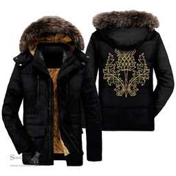 ScotsTee Shop Scottish Watson Modern Clan Scottish Thistle Tartan Faux Fur Hooded Parka Jacket