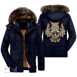 ScotsTee Shop Scottish Stewart Dress Ancient Clan Crest Scottish Thistle Tartan Faux Fur Hooded Parka Jacket