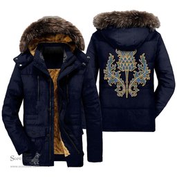 ScotsTee Shop Scottish Stewart of Appin Hunting Ancient Clan Scottish Thistle Tartan Faux Fur Hooded Parka Jacket