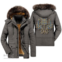 ScotsTee Shop Scottish Stewart of Appin Hunting Ancient Clan Scottish Thistle Tartan Faux Fur Hooded Parka Jacket