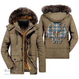 ScotsTee Shop Scottish Roberton Clan Scottish Thistle Tartan Faux Fur Hooded Parka Jacket