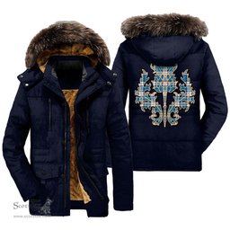 ScotsTee Shop Scottish Roberton Clan Scottish Thistle Tartan Faux Fur Hooded Parka Jacket