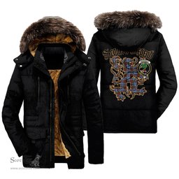 ScotsTee Shop Scottish Anderson Modern Clan Crest Scottish Legend Lion Tartan Faux Fur Hooded Parka Jacket