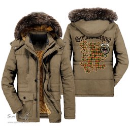 ScotsTee Shop Scottish Baxter Clan Crest Scottish Legend Lion Tartan Faux Fur Hooded Parka Jacket
