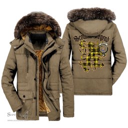 ScotsTee Shop Scottish Barclay Dress Modern Clan Crest Scottish Legend Lion Tartan Faux Fur Hooded Parka Jacket