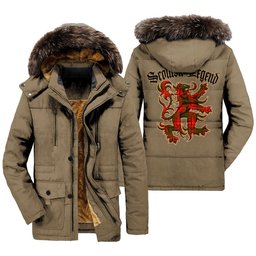 ScotsTee Shop Scottish Cameron Modern Clan Scottish Legend Lion Tartan Faux Fur Hooded Parka Jacket
