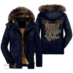 ScotsTee Shop Scottish Burns Check Clan Scottish Legend Lion Tartan Faux Fur Hooded Parka Jacket