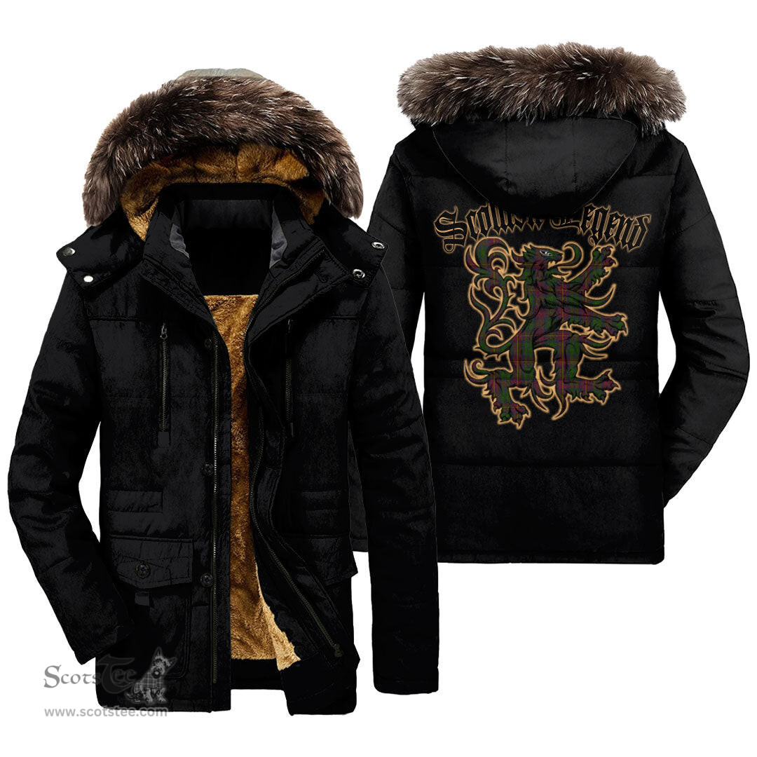 ScotsTee Shop Scottish Cairns Clan Scottish Legend Lion Tartan Faux Fur Hooded Parka Jacket