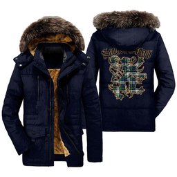 ScotsTee Shop Scottish Gordon Dress Ancient Clan Scottish Legend Lion Tartan Faux Fur Hooded Parka Jacket