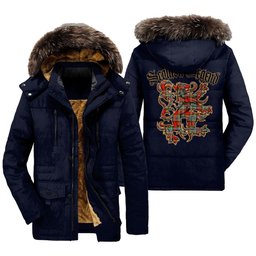 ScotsTee Shop Scottish Chattan Clan Scottish Legend Lion Tartan Faux Fur Hooded Parka Jacket
