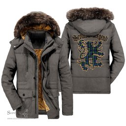 ScotsTee Shop Scottish Campbell Argyll Ancient Clan Scottish Legend Lion Tartan Faux Fur Hooded Parka Jacket