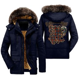 ScotsTee Shop Scottish Fraser Ancient Clan Crest Scottish Legend Lion Tartan Faux Fur Hooded Parka Jacket