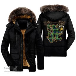 ScotsTee Shop Scottish Campbell of Breadalbane Ancient Clan Crest Scottish Legend Lion Tartan Faux Fur Hooded Parka Jacket