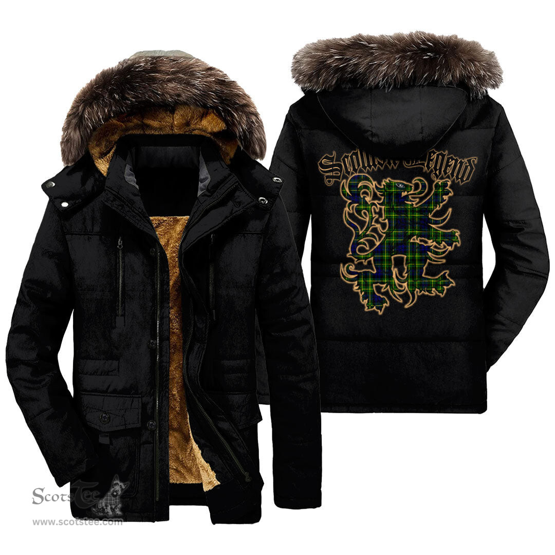 ScotsTee Shop Scottish Campbell of Breadalbane Modern Clan Scottish Legend Lion Tartan Faux Fur Hooded Parka Jacket