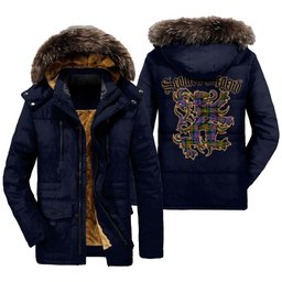 ScotsTee Shop Scottish Carnegie Ancient Clan Scottish Legend Lion Tartan Faux Fur Hooded Parka Jacket