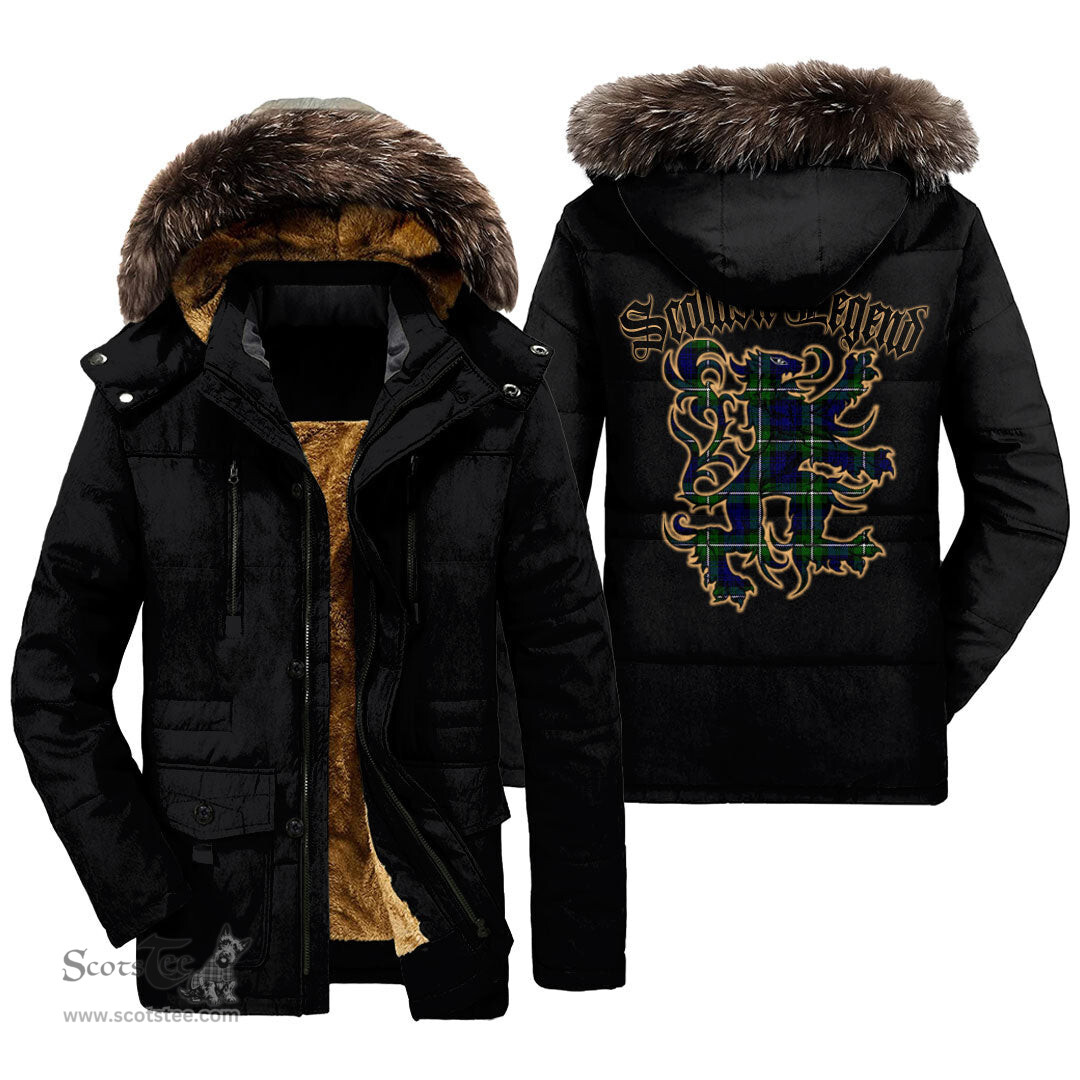 ScotsTee Shop Scottish Forbes Modern Clan Scottish Legend Lion Tartan Faux Fur Hooded Parka Jacket