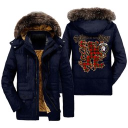 ScotsTee Shop Scottish Dunbar Modern Clan Crest Scottish Legend Lion Tartan Faux Fur Hooded Parka Jacket