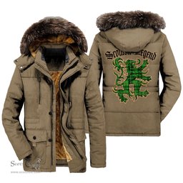 ScotsTee Shop Scottish Galloway District Clan Scottish Legend Lion Tartan Faux Fur Hooded Parka Jacket