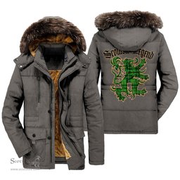 ScotsTee Shop Scottish Galloway District Clan Scottish Legend Lion Tartan Faux Fur Hooded Parka Jacket