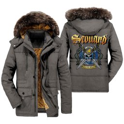 ScotsTee Shop Scottish Campbell Faded Clan Crest Scottish Legend Lion Tartan Faux Fur Hooded Parka Jacket