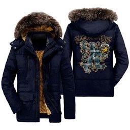 ScotsTee Shop Scottish Campbell Dress Ancient Clan Crest Scottish Legend Lion Tartan Faux Fur Hooded Parka Jacket