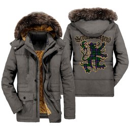 ScotsTee Shop Scottish Carmichael Modern Clan Scottish Legend Lion Tartan Faux Fur Hooded Parka Jacket