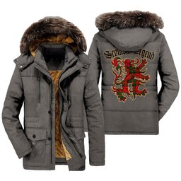 ScotsTee Shop Scottish Crief District Clan Scottish Legend Lion Tartan Faux Fur Hooded Parka Jacket