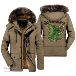 ScotsTee Shop Scottish Currie Clan Crest Scottish Legend Lion Tartan Faux Fur Hooded Parka Jacket