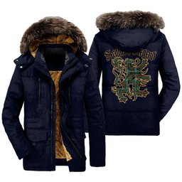 ScotsTee Shop Scottish Gayre Clan Scottish Legend Lion Tartan Faux Fur Hooded Parka Jacket