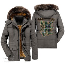 ScotsTee Shop Scottish MacKenzie Dress Modern Clan Scottish Legend Lion Tartan Faux Fur Hooded Parka Jacket