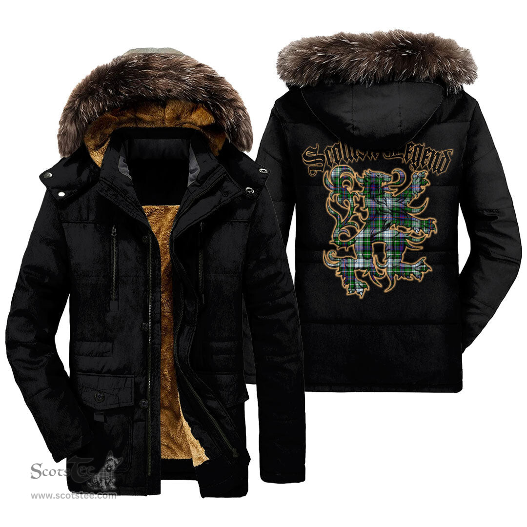 ScotsTee Shop Scottish MacKenzie Dress Modern Clan Scottish Legend Lion Tartan Faux Fur Hooded Parka Jacket