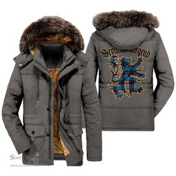 ScotsTee Shop Scottish Home Ancient Clan Scottish Legend Lion Tartan Faux Fur Hooded Parka Jacket