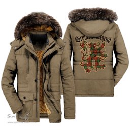 ScotsTee Shop Scottish Hay Ancient Clan Scottish Legend Lion Tartan Faux Fur Hooded Parka Jacket