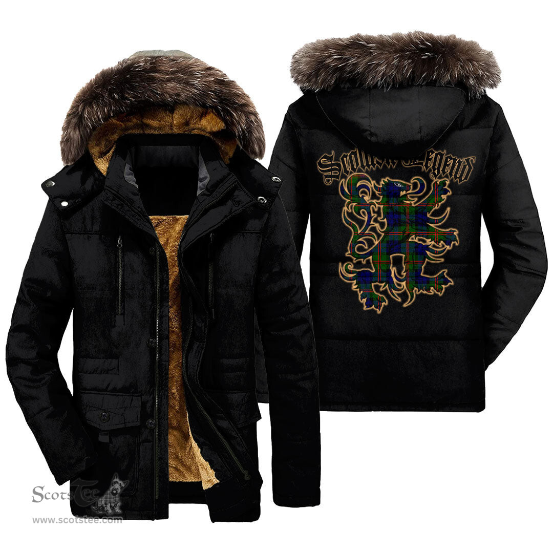 ScotsTee Shop Scottish Dundas Modern 02 Clan Scottish Legend Lion Tartan Faux Fur Hooded Parka Jacket