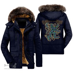 ScotsTee Shop Scottish Inglis Ancient Clan Scottish Legend Lion Tartan Faux Fur Hooded Parka Jacket