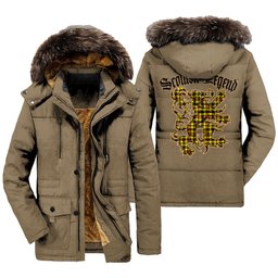 ScotsTee Shop Scottish Jardine Clan Scottish Legend Lion Tartan Faux Fur Hooded Parka Jacket
