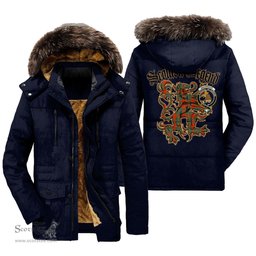 ScotsTee Shop Scottish MacGregor Ancient Clan Crest Scottish Legend Lion Tartan Faux Fur Hooded Parka Jacket