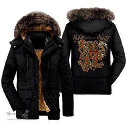 ScotsTee Shop Scottish MacGregor Ancient Clan Crest Scottish Legend Lion Tartan Faux Fur Hooded Parka Jacket