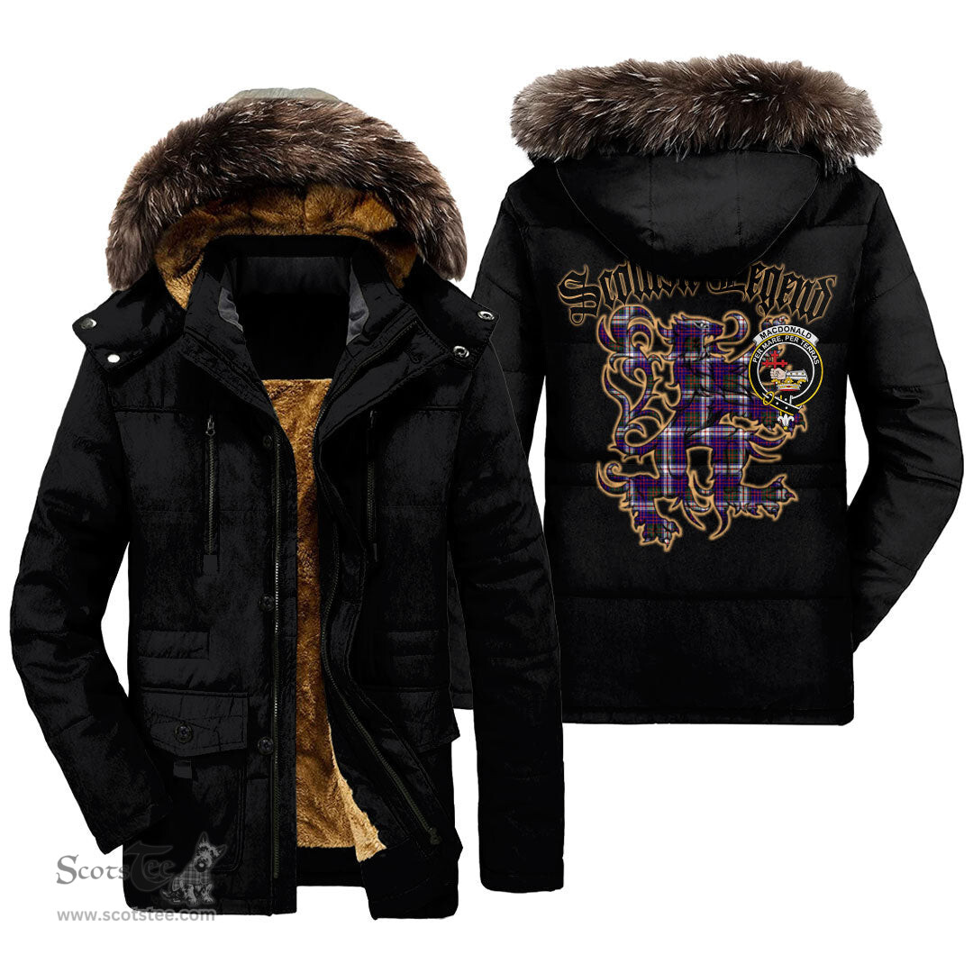 ScotsTee Shop Scottish MacDonald Dress Modern Clan Crest Scottish Legend Lion Tartan Faux Fur Hooded Parka Jacket
