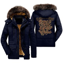 ScotsTee Shop Scottish MacKinnon Ancient Clan Scottish Legend Lion Tartan Faux Fur Hooded Parka Jacket