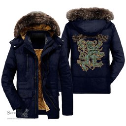 ScotsTee Shop Scottish Kelly Dress Clan Scottish Legend Lion Tartan Faux Fur Hooded Parka Jacket